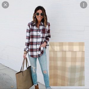 Boyfriend style flannel shirt *light beige colour*